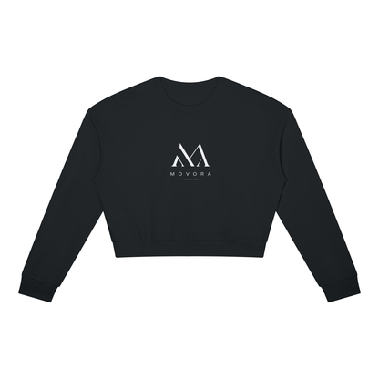 Cropped Crewneck Sweatshirt in Black, front view