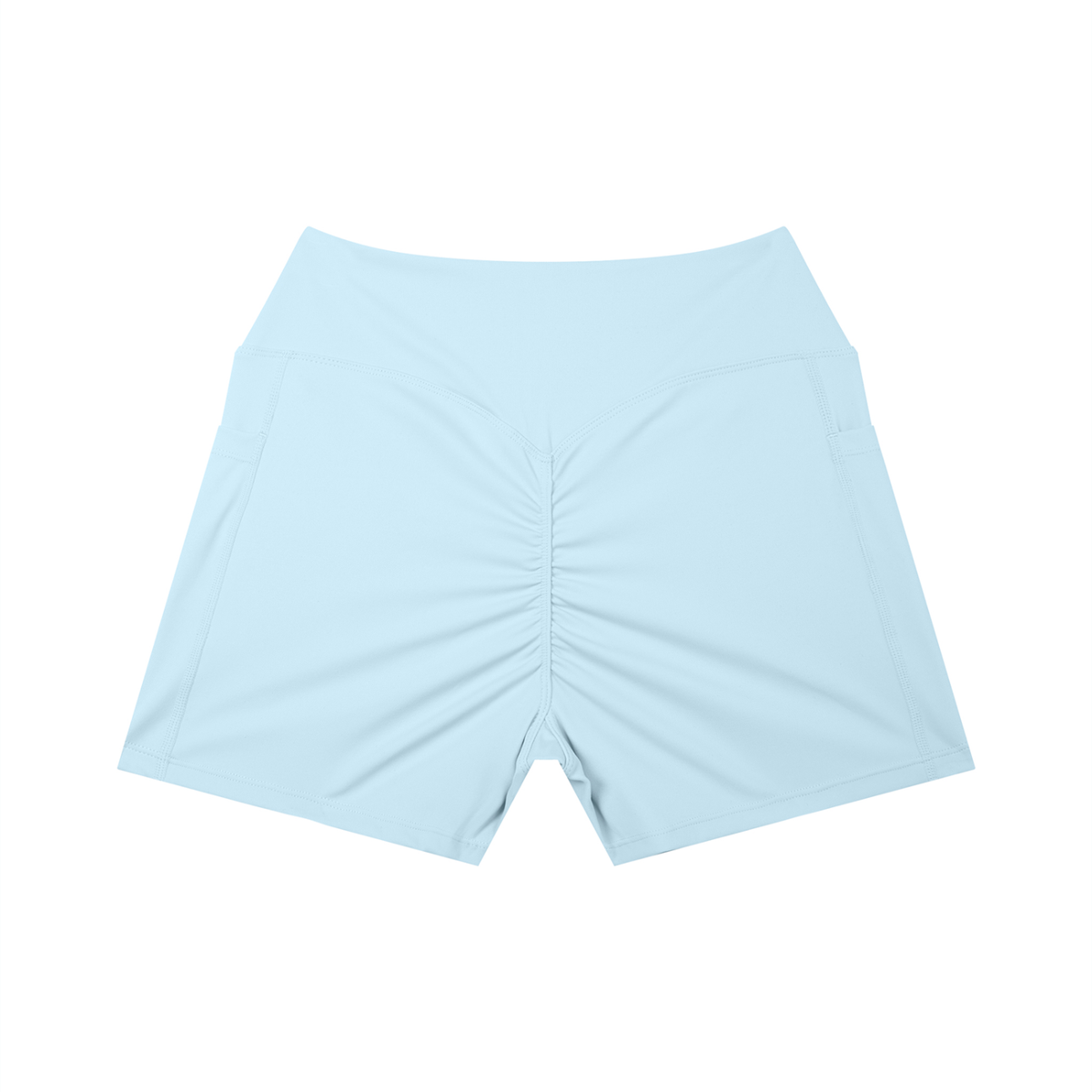 High-Rise Pocket Short in Sky Blue, back view