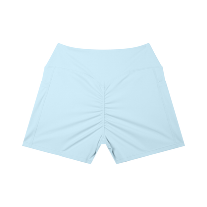High-Rise Pocket Short in Sky Blue, back view