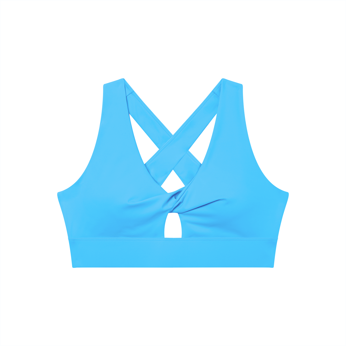 Twist-Front Sports Bra in Blue, front view