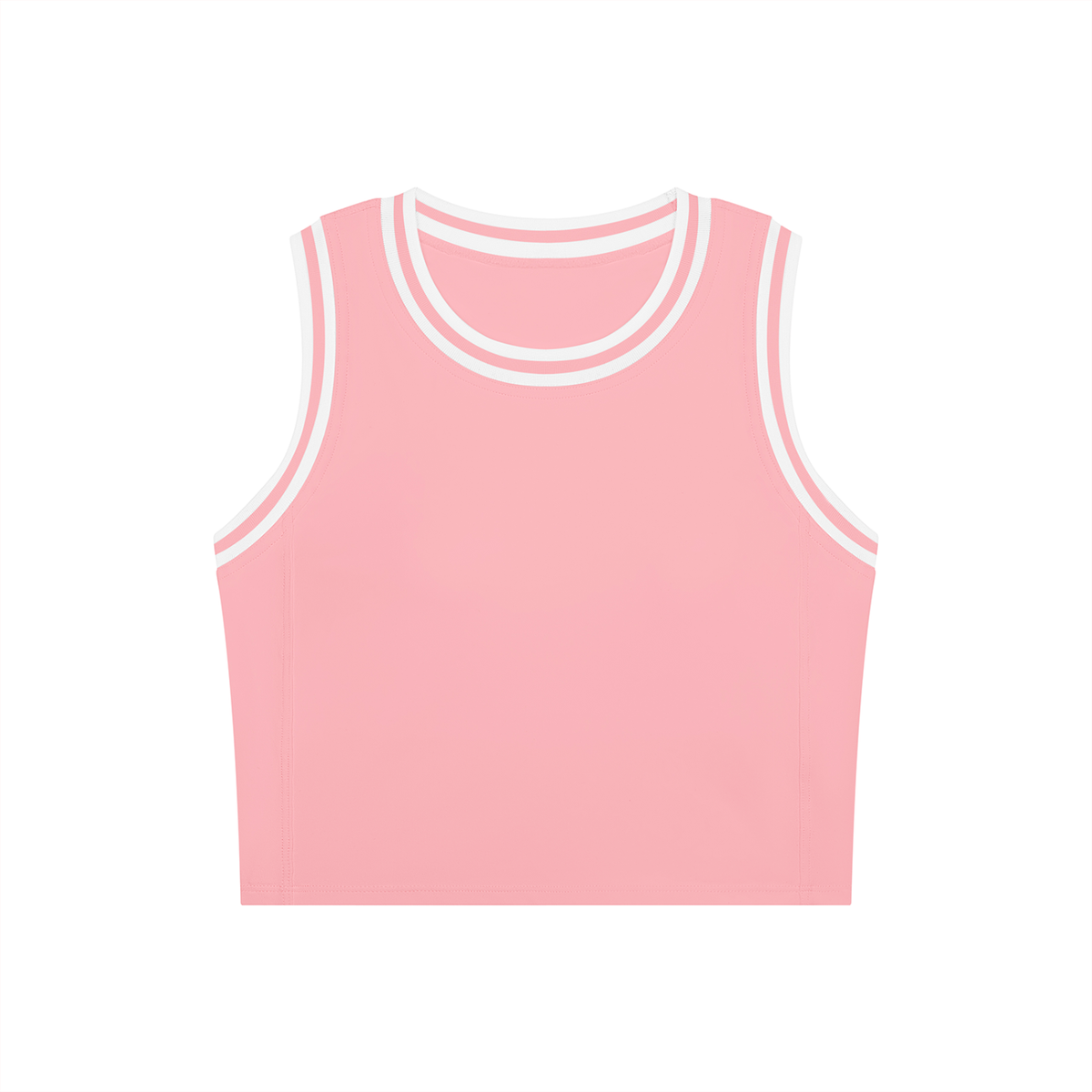 Color Block Crop Tank in Rose Pink with White, front view