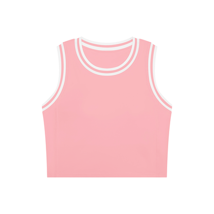 Color Block Crop Tank in Rose Pink with White, front view