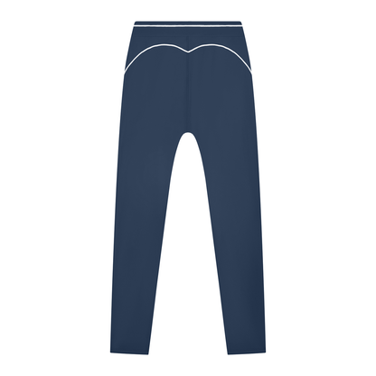 Topstitch High-Rise Legging in Navy Blue, back view