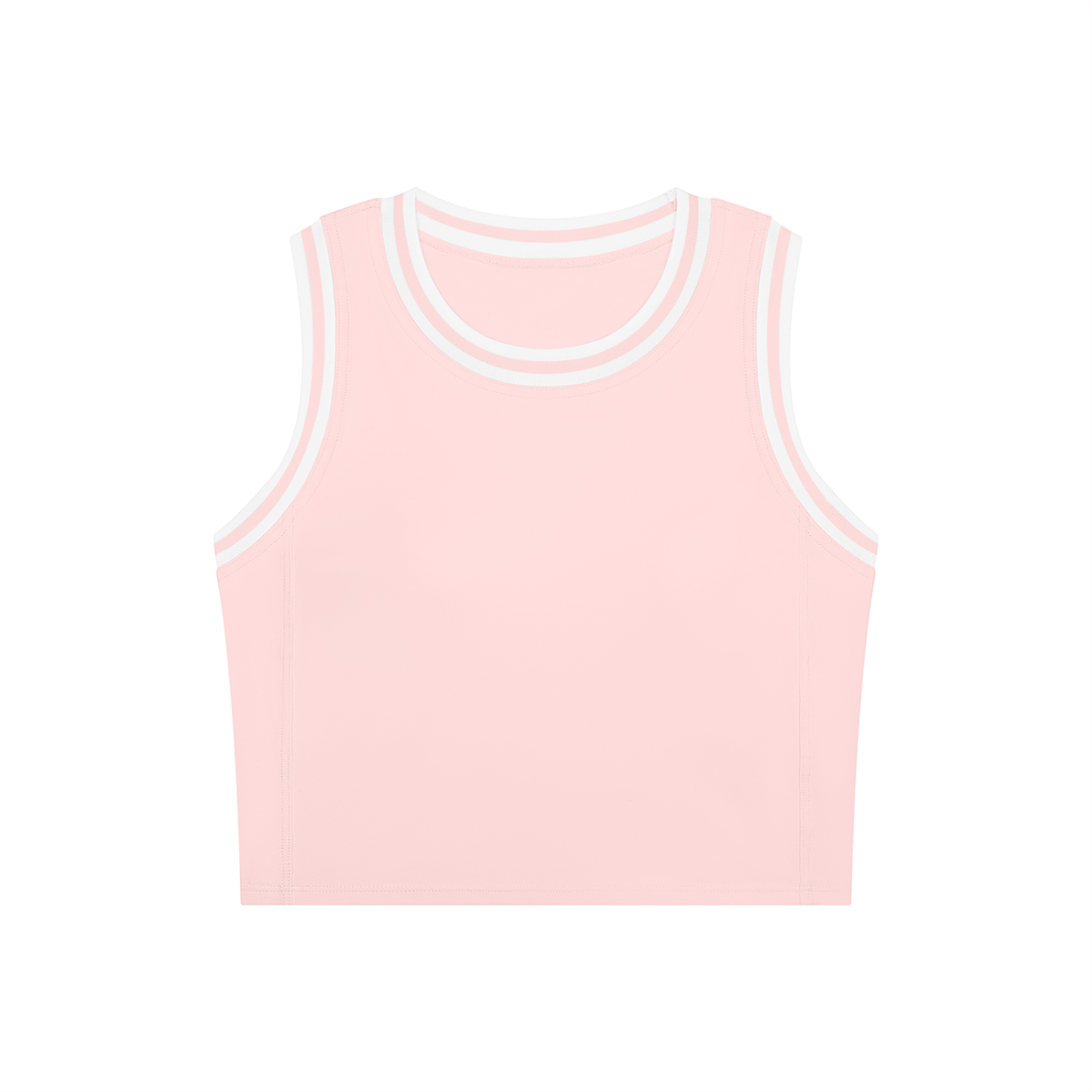 Color Block Crop Tank in Pink with White, front view