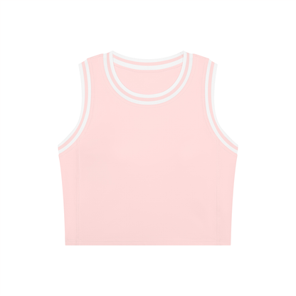 Color Block Crop Tank in Pink with White, front view