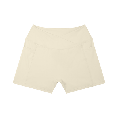 High-Rise Pocket Short in Light Apricot, front view