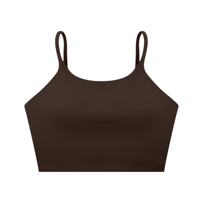 Strappy Longline Tank in Coffee, front view
