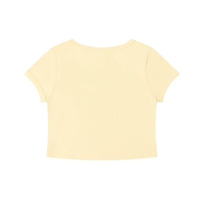 Slim Crop Tee in Apricot, back view