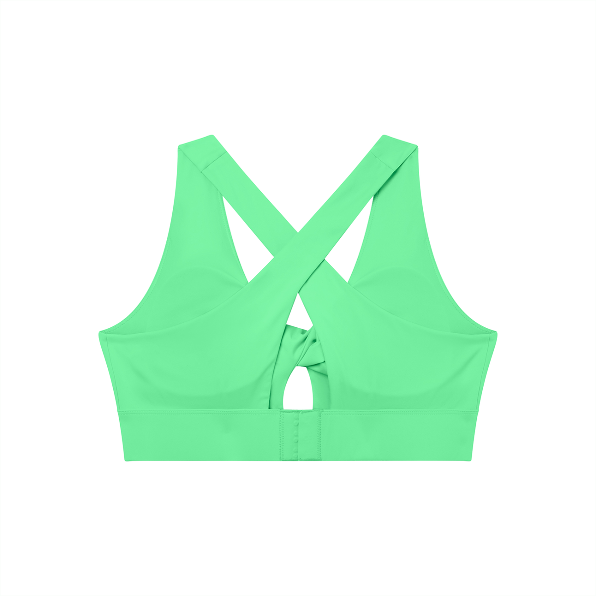 Twist-Front Sports Bra in Green, back view