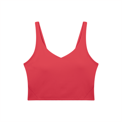 V-Neck Longline Tank in Brick Red, front view