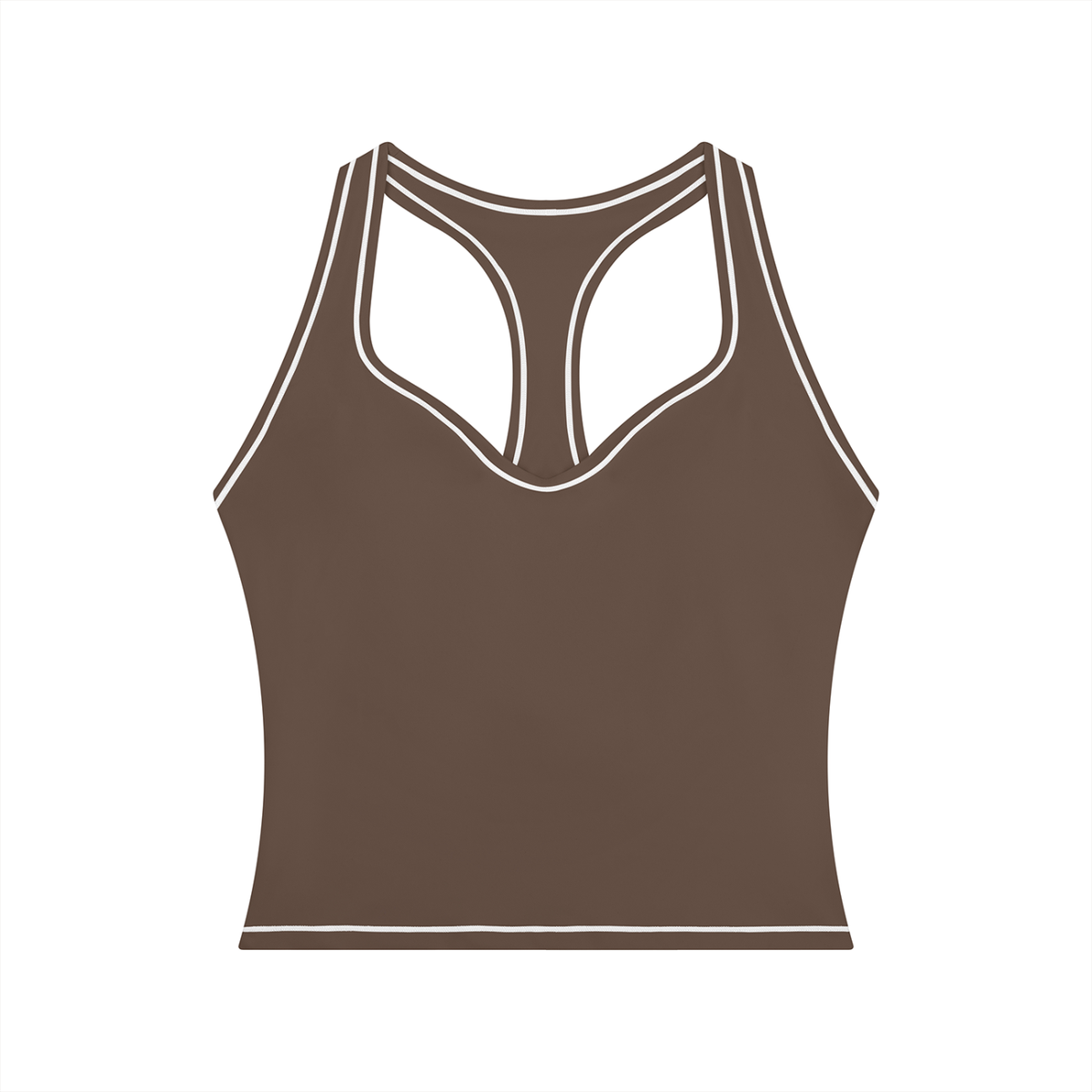 Topstitch Crop Tank in Coffee, front view