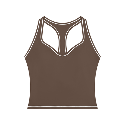 Topstitch Crop Tank in Coffee, front view