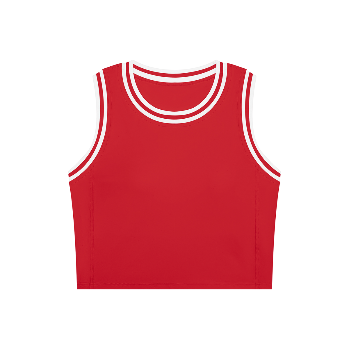 Color Block Crop Tank in Red with White, front view