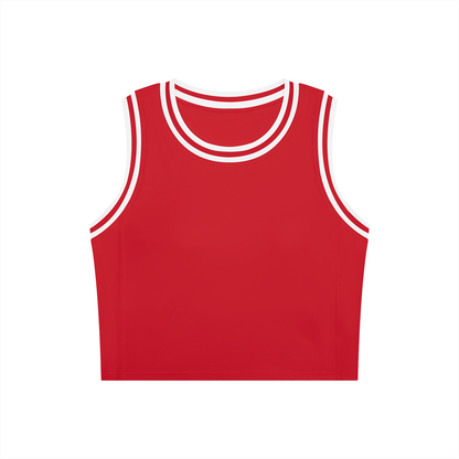 Color Block Crop Tank in Red with White, front view