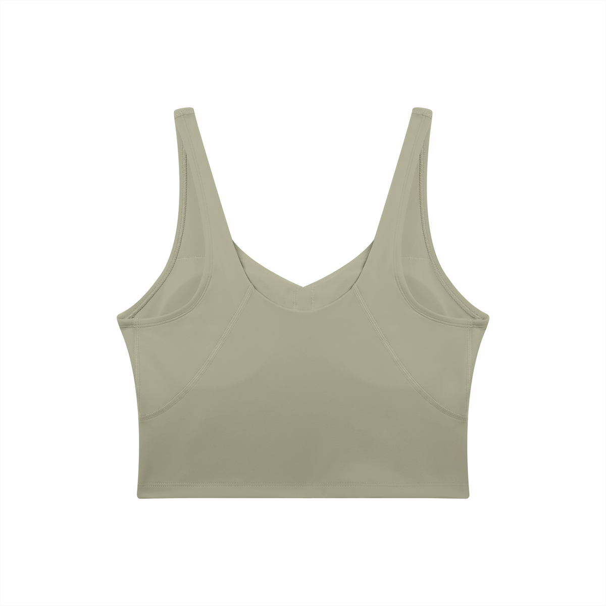 V-Neck Longline Tank in Gray green, back view