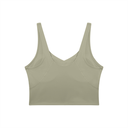 V-Neck Longline Tank in Gray green, back view