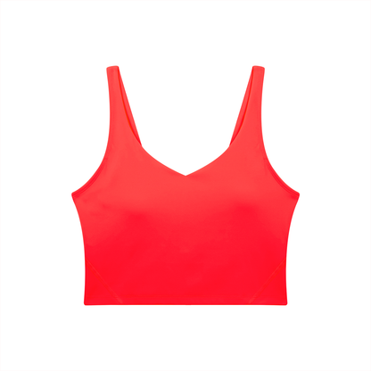 V-Neck Longline Tank in Fuchsia Red, front view