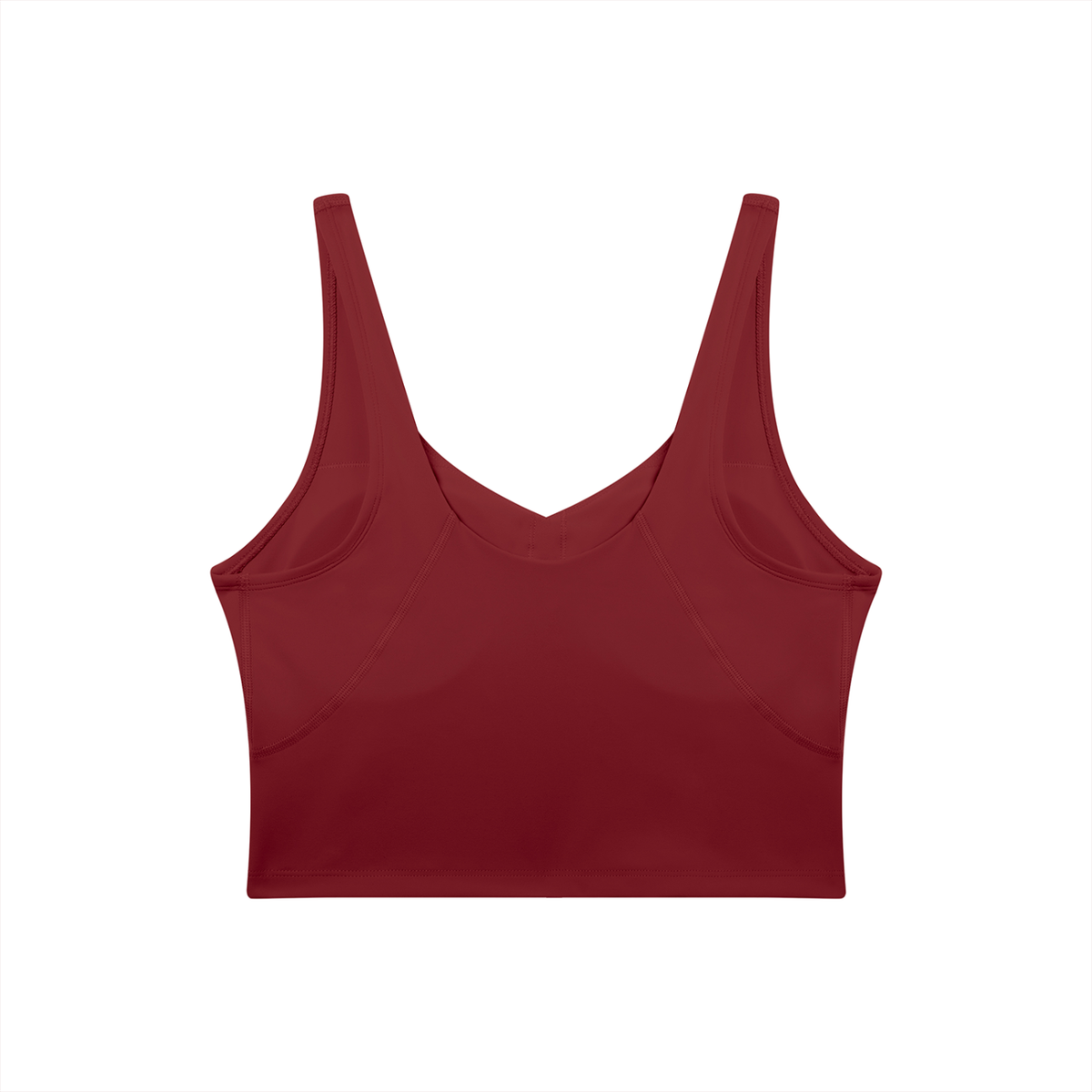 V-Neck Longline Tank in Wine Red, back view