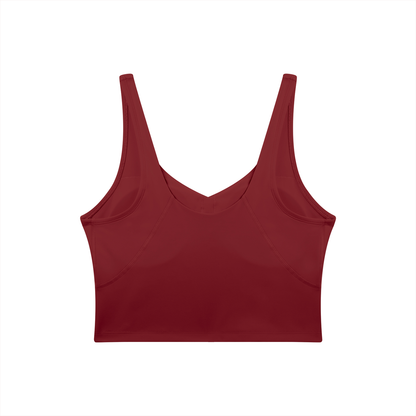 V-Neck Longline Tank in Wine Red, back view