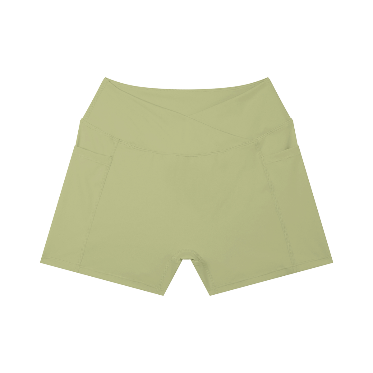 High-Rise Pocket Short in Gray Green, front view