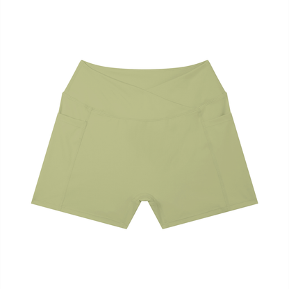 High-Rise Pocket Short in Gray Green, front view