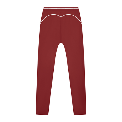 Topstitch High-Rise Legging in Red, back view