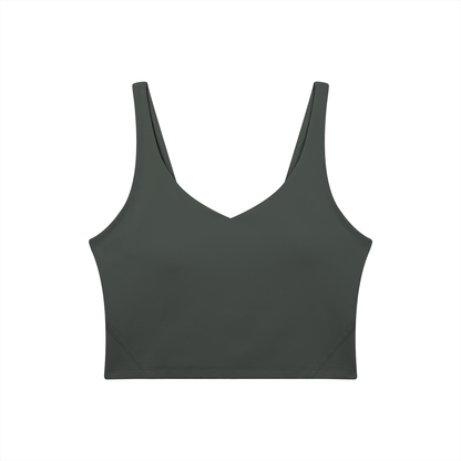 V-Neck Longline Tank in Gray, front view