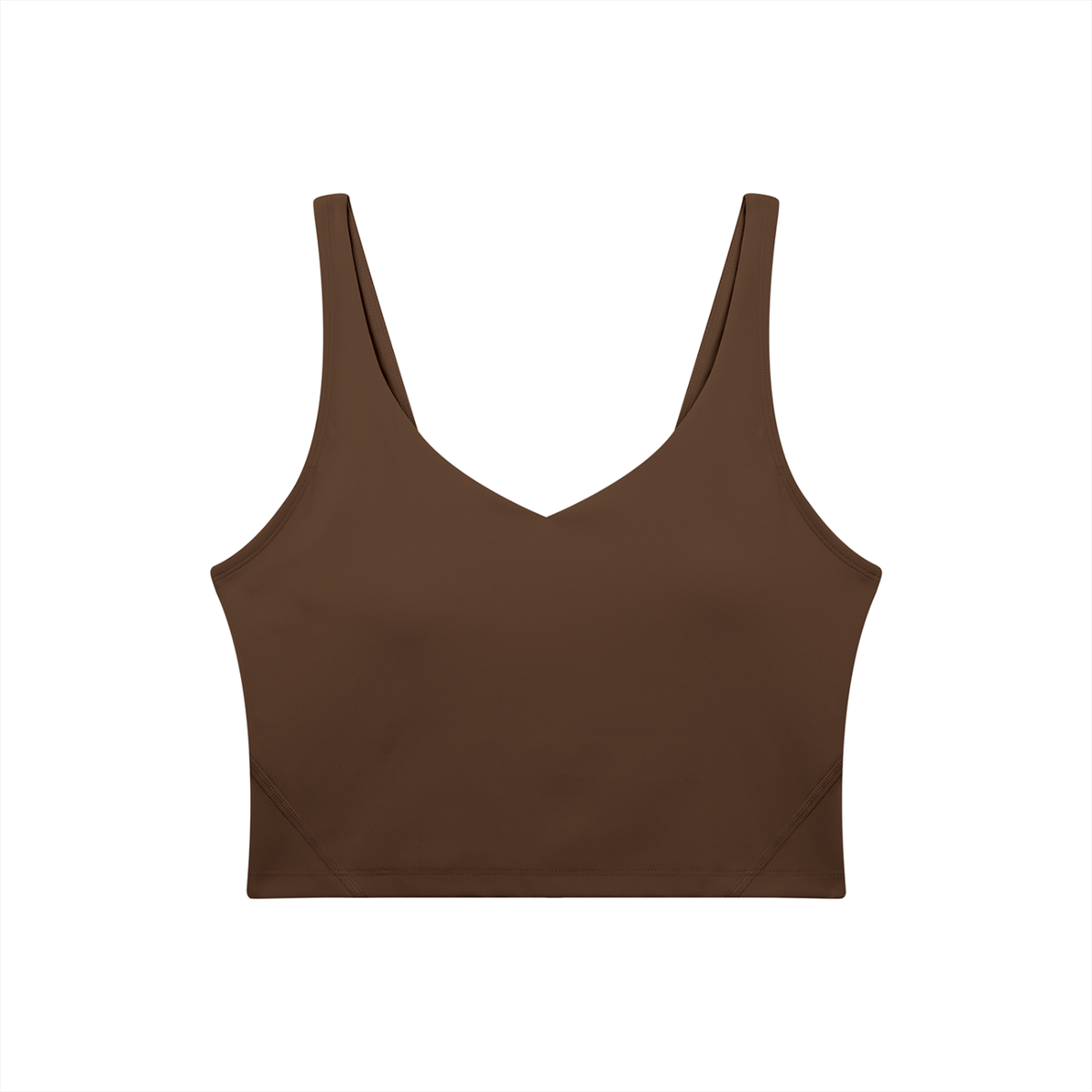 V-Neck Longline Tank in Brown, front view