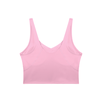 V-Neck Longline Tank in Pink, back view