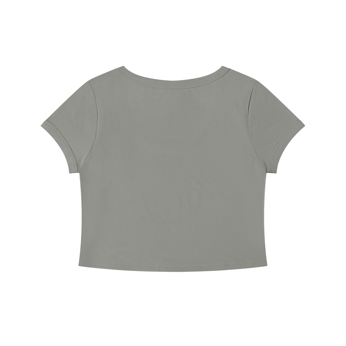 Slim Crop Tee in Gray, back view