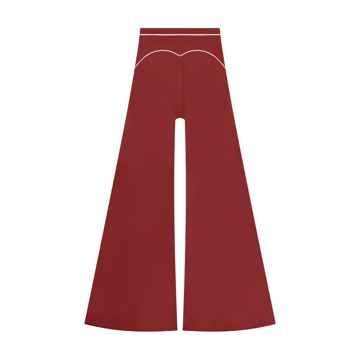 High-Rise Flare Pant in Red, back view