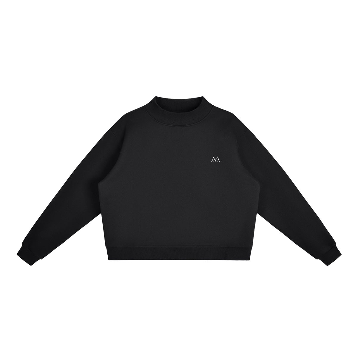How Lucky Are We Mock-Neck Sweatshirt in Black, front view