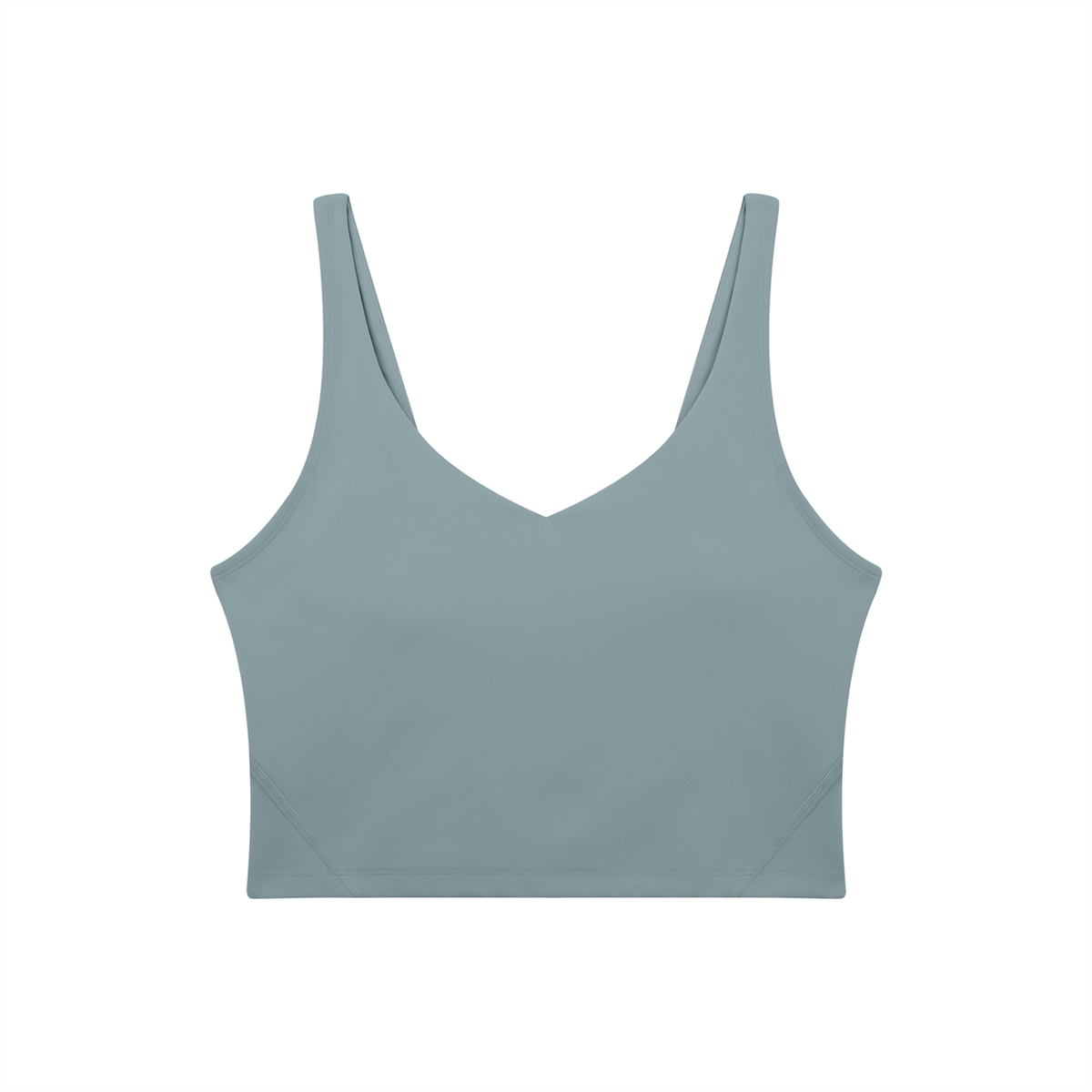V-Neck Longline Tank in Gray Blue, front view