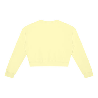 Cropped Crewneck Sweatshirt in Light Yellow, back view