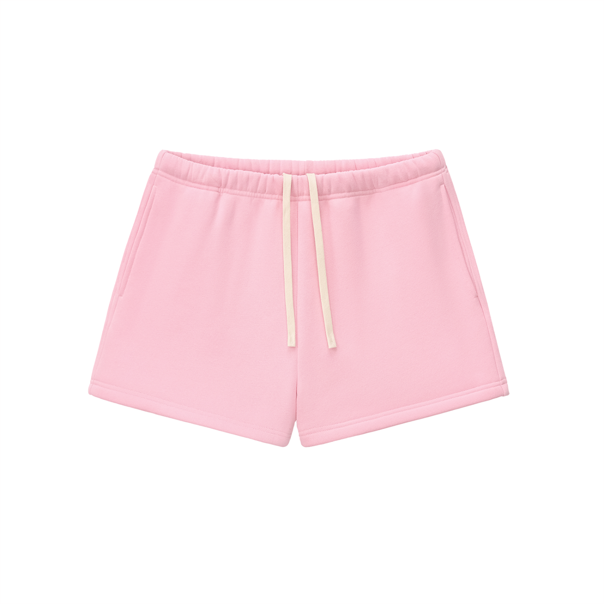 Drawstring Sweatshort in Pink, front view