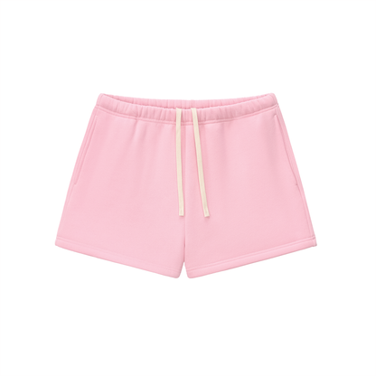 Drawstring Sweatshort in Pink, front view