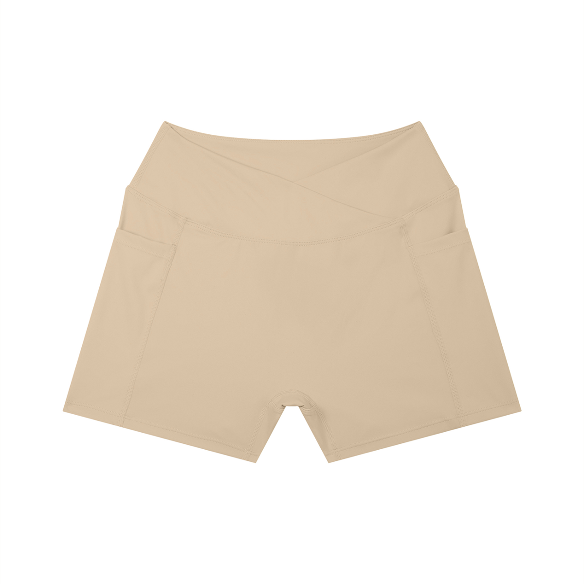 High-Rise Pocket Short in Khaki, front view