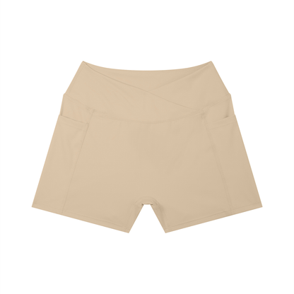 High-Rise Pocket Short in Khaki, front view