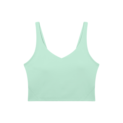 V-Neck Longline Tank in Mint Green, front view