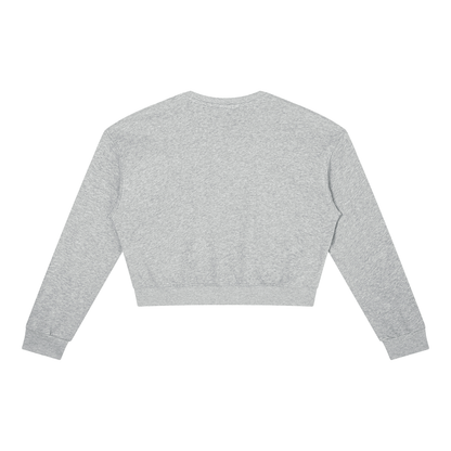 Cropped Crewneck Sweatshirt in Flower Gray, back view