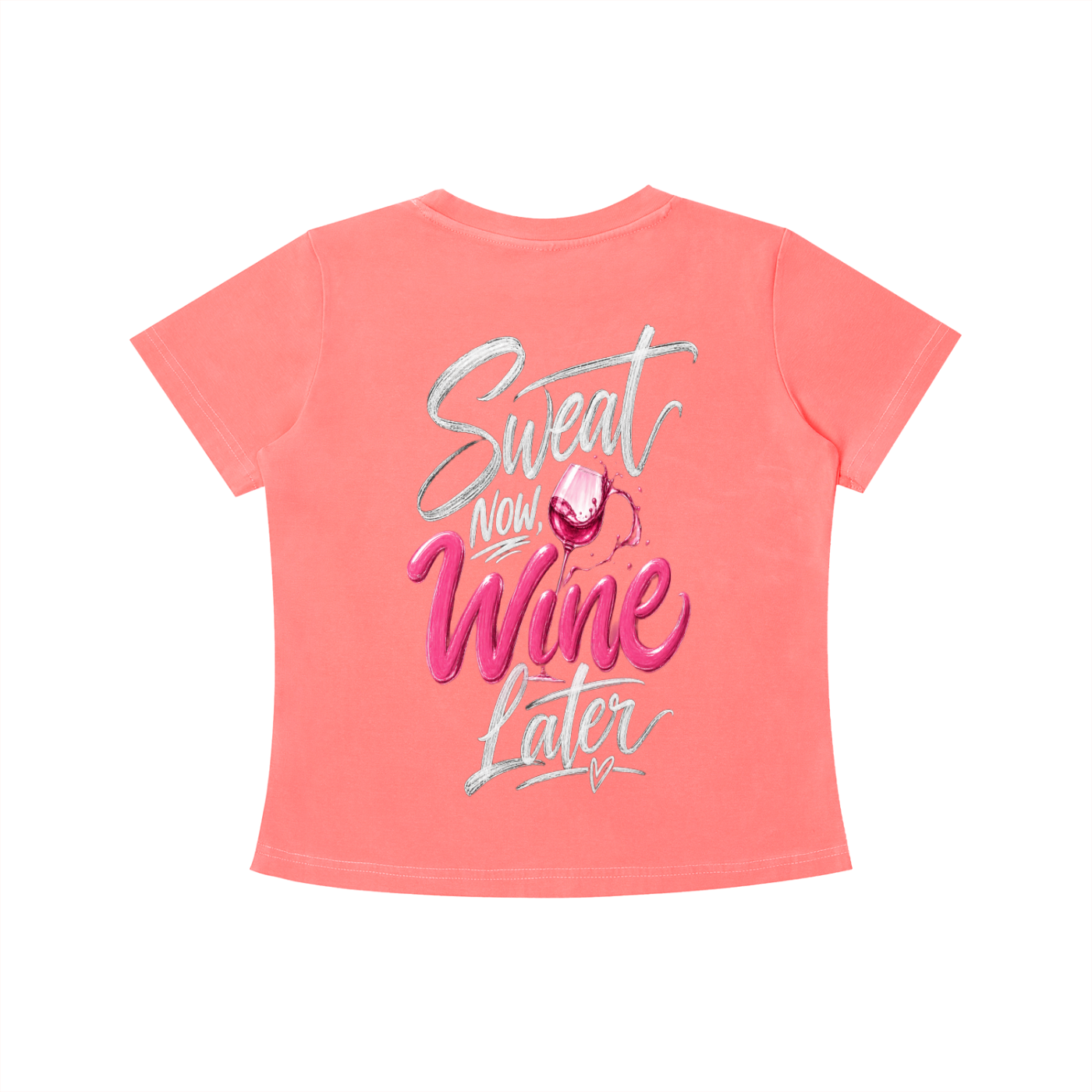 Sweat Now, Wine Later Tee in Watermelon Red, back