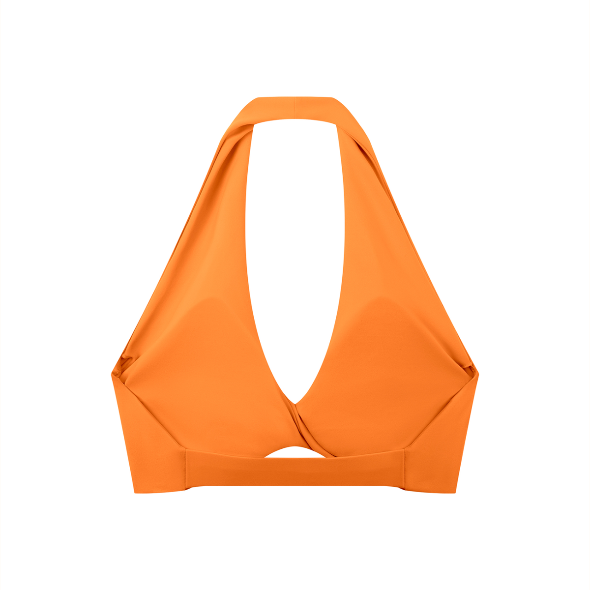 Pleated Halter Sports Bra in Orange, back view
