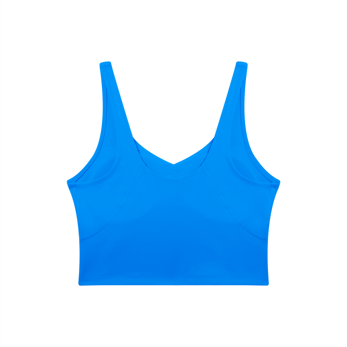 V-Neck Longline Tank in Colorful Blue, back view