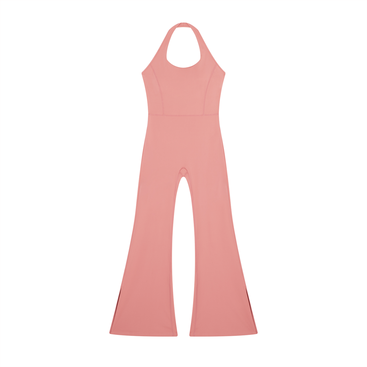 Halter Flare Jumpsuit in Pink, front view