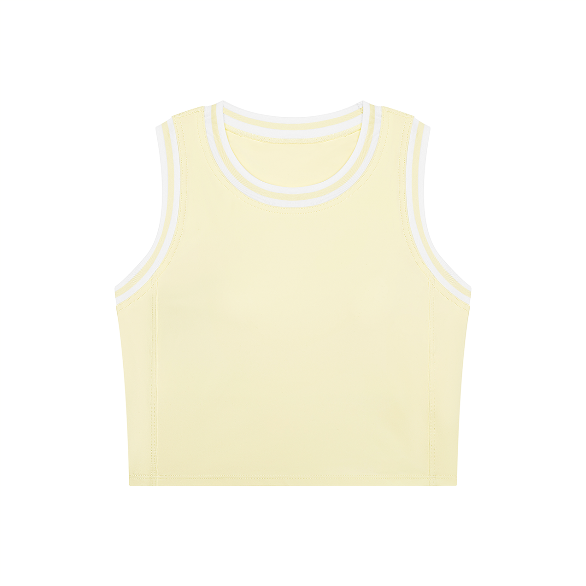 Color Block Crop Tank in Light Yellow with White, front view