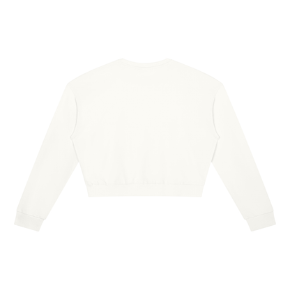 Cropped Crewneck Sweatshirt in White, back view