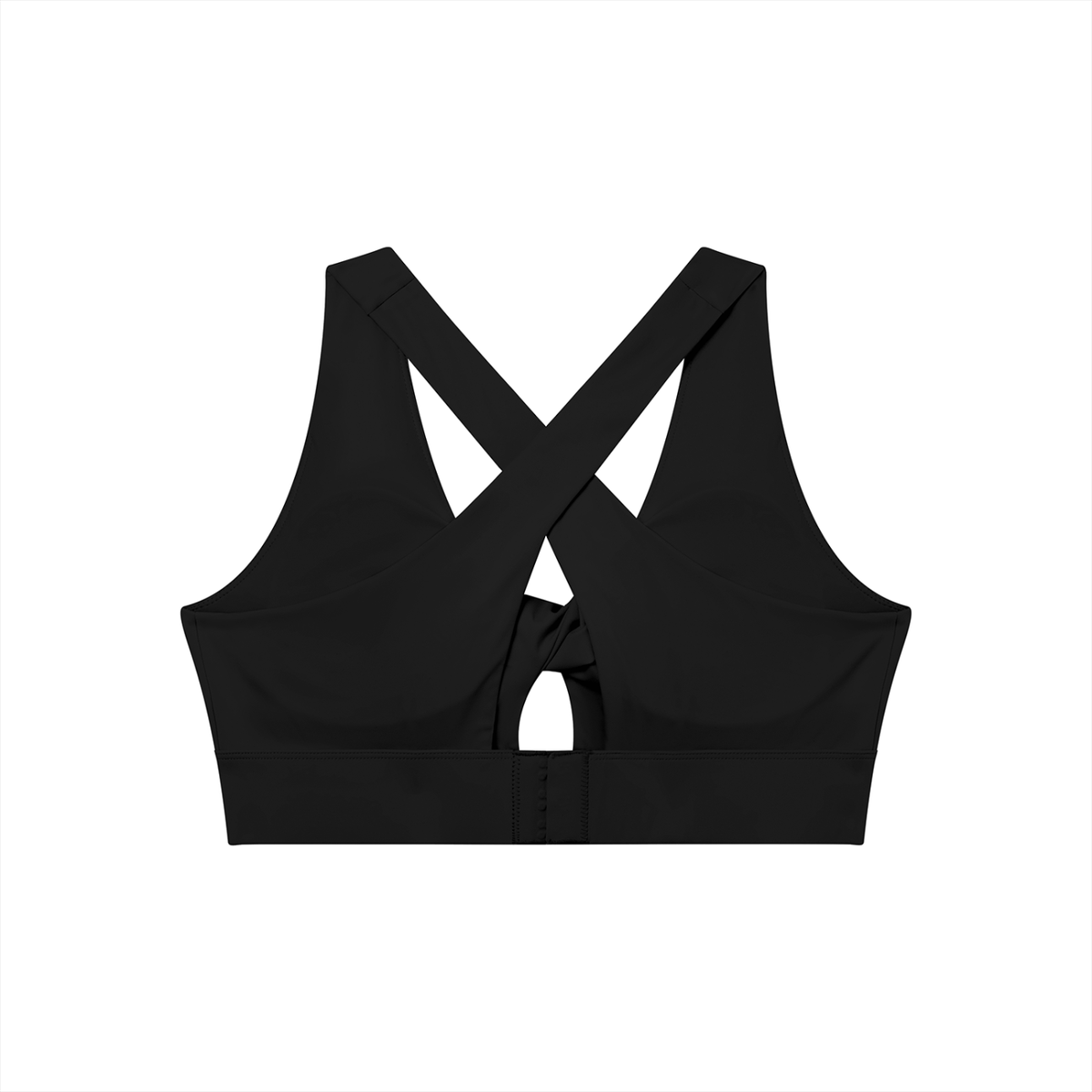 Twist-Front Sports Bra in Black, back view