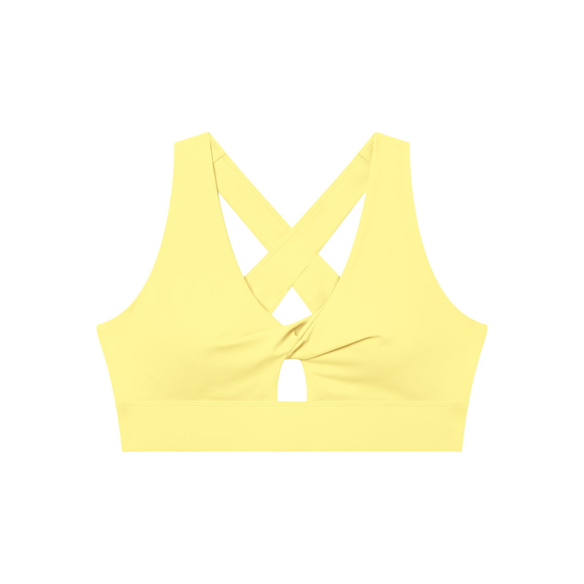 Twist-Front Sports Bra in Yellow, front view