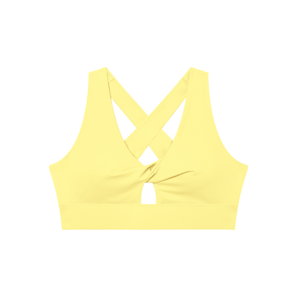 Twist-Front Sports Bra in Yellow, front view