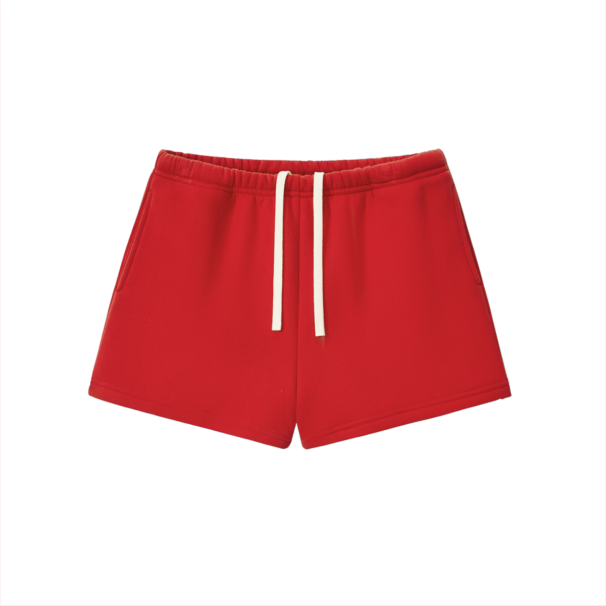Drawstring Sweatshort in Red, front view